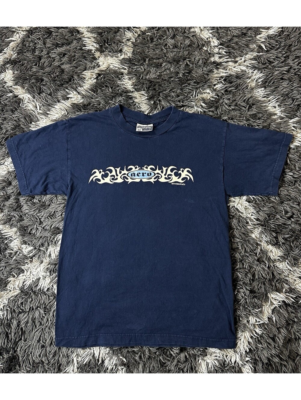 Vintage Aerographic by Aeropostale Tribal Graphic T Shirt Mens M Navy Blue